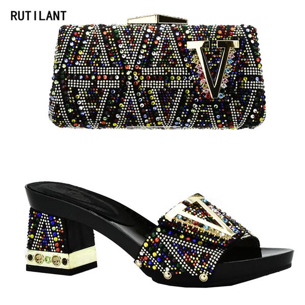 

new arrival italian shoes with matching bags for wedding italy shoe and bag set in new 2018 nigerian shoes and matching bags, Black