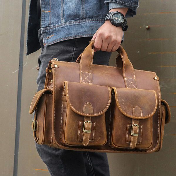 men's crazy horse leather briefcase fit 13.3" lapfashion genuine leather handbag business bag brown work tote
men's crazy horse leather briefcase fit 13.3" lapfashion genuine leather handbag business bag brown work tote