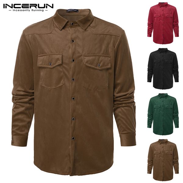 incerun 2019 fashion men corduroy shirts casual solid lapel street pockets long sleeve camisa fitness chic brand shirt men, White;black
incerun 2019 fashion men corduroy shirts casual solid lapel street pockets long sleeve camisa fitness chic brand shirt men, White;black