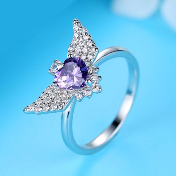 wedding jewelry finger purple crystal heart rings for women new lover shiny cubic zirconia angel wings ring engagement jewelry wedding jewel, Silver
wedding jewelry finger purple crystal heart rings for women new lover shiny cubic zirconia angel wings ring engagement jewelry wedding jewel, Silver