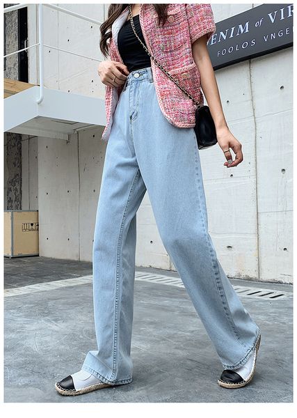 orchid grey female straight loose jeans haroun pants, Blue 
orchid grey female straight loose jeans haroun pants, Blue