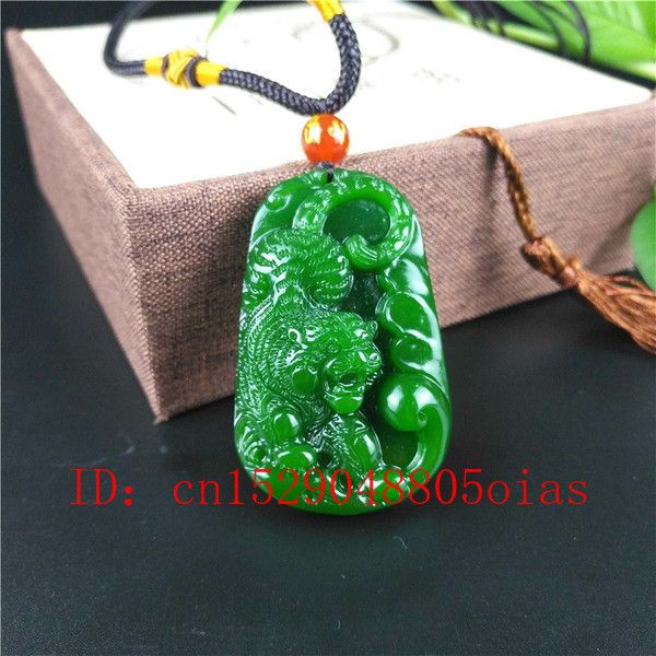 natural green chinese jade tiger pendant necklace fashion charm jewelry carved amulet gifts for women men, Silver
natural green chinese jade tiger pendant necklace fashion charm jewelry carved amulet gifts for women men, Silver