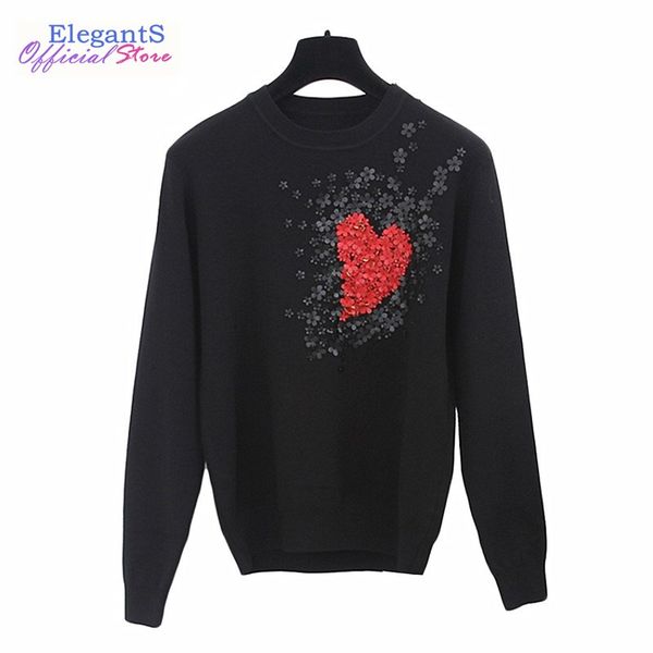 2019 autumn women sweater pullover flower applique beaded autumn knit jumper celebrity heart pattern casual pull female clothing, White;black
2019 autumn women sweater pullover flower applique beaded autumn knit jumper celebrity heart pattern casual pull female clothing, White;black