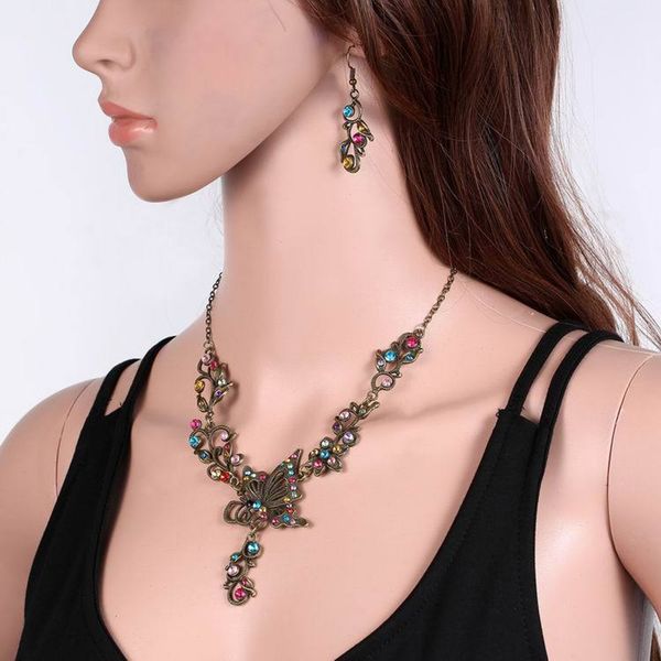 fashion butterfly necklace earrings set rhinestone crystal exquisite bride flowers pendant wild retro spring wedding jewelry set, Silver
fashion butterfly necklace earrings set rhinestone crystal exquisite bride flowers pendant wild retro spring wedding jewelry set, Silver