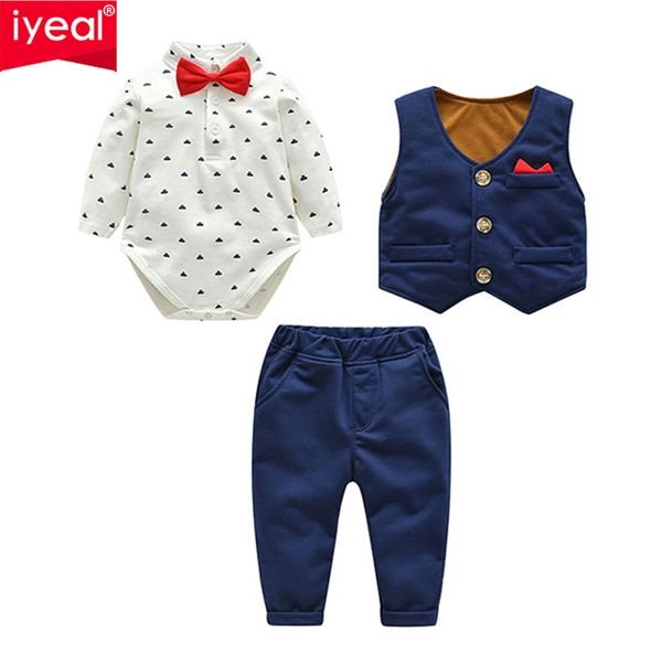 iyeal baby boy clothes 3 pieces suits vest + tie rompers + pants fashion gentleman kids newborn formal party clothing sets 0-24m, White
iyeal baby boy clothes 3 pieces suits vest + tie rompers + pants fashion gentleman kids newborn formal party clothing sets 0-24m, White