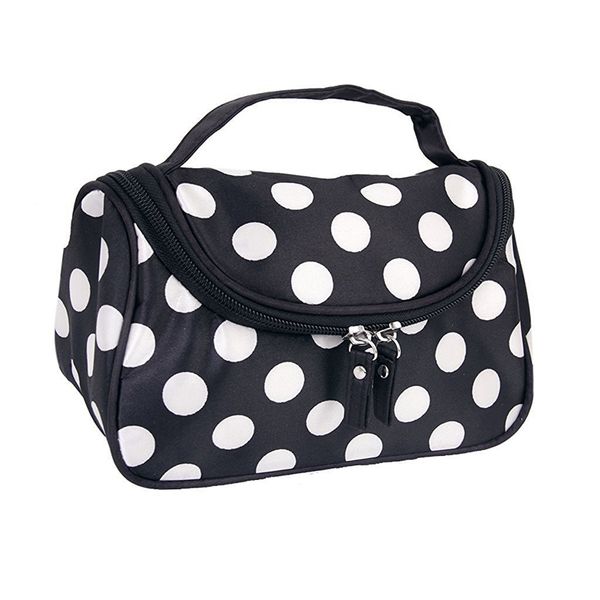 new black zipper cosmetic bag toiletry bag make-up hand case with dot patterns
new black zipper cosmetic bag toiletry bag make-up hand case with dot patterns