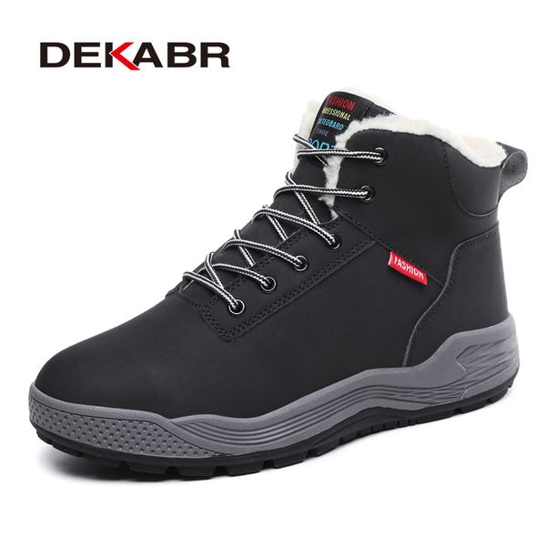 dekabr leather men boots super warm short plush snow boots men motorcycle non slip working plus size 39~48, Black 
dekabr leather men boots super warm short plush snow boots men motorcycle non slip working plus size 39~48, Black