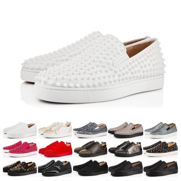 2019 wholesale designer red bottoms shoes studded spikes flat sneakers men women glitter party lovers genuine leather casual rivet sneaker, Black
2019 wholesale designer red bottoms shoes studded spikes flat sneakers men women glitter party lovers genuine leather casual rivet sneaker, Black