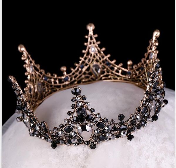 black crystal crown 2019 new bride crown headwear, Slivery;golden 
black crystal crown 2019 new bride crown headwear, Slivery;golden