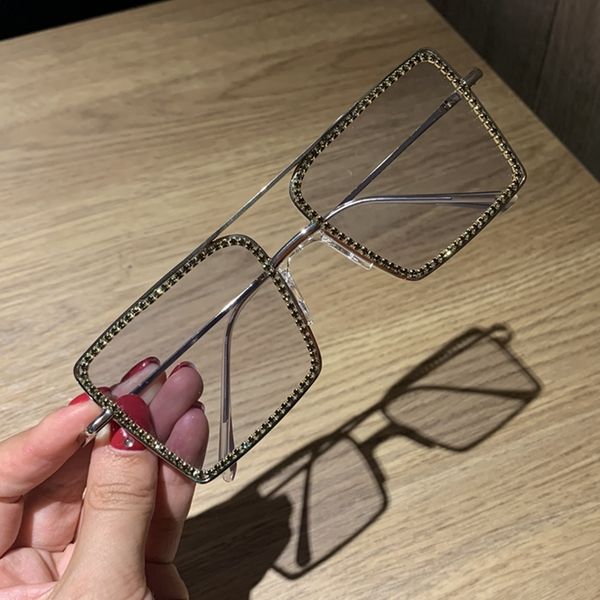 fashion transparent square sunglasses metal frame women overize glasses men eyeglasses frame nerd plain glasses clear shades, Blue
fashion transparent square sunglasses metal frame women overize glasses men eyeglasses frame nerd plain glasses clear shades, Blue