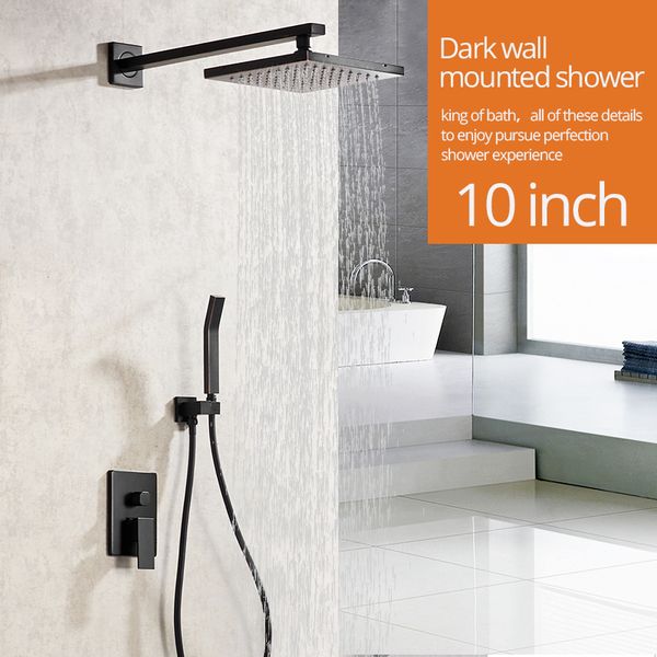 

shower faucets matte black wall mount bathroom faucet set rainfall square big shower head handheld valve bath mixer tap