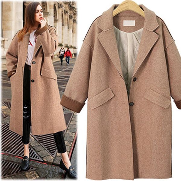 women winter coats 2019 winter new large size women's solid color lapel windbreaker loose plus cotton long wool coat female, Black
women winter coats 2019 winter new large size women's solid color lapel windbreaker loose plus cotton long wool coat female, Black