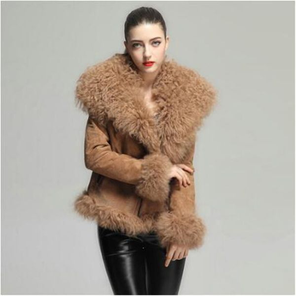 2019 new women real fur coat real leather double face fur natural mongolia sheep collar streetwear winter jacket, Black
2019 new women real fur coat real leather double face fur natural mongolia sheep collar streetwear winter jacket, Black