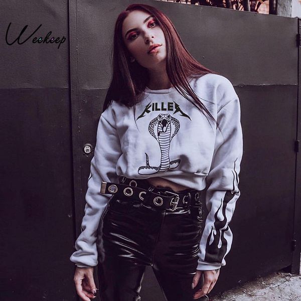 weekeep o-neck print streetwear cropped hoodies women white knitted fashion pullover sweatshirt 2019 autumn winter, Black
weekeep o-neck print streetwear cropped hoodies women white knitted fashion pullover sweatshirt 2019 autumn winter, Black