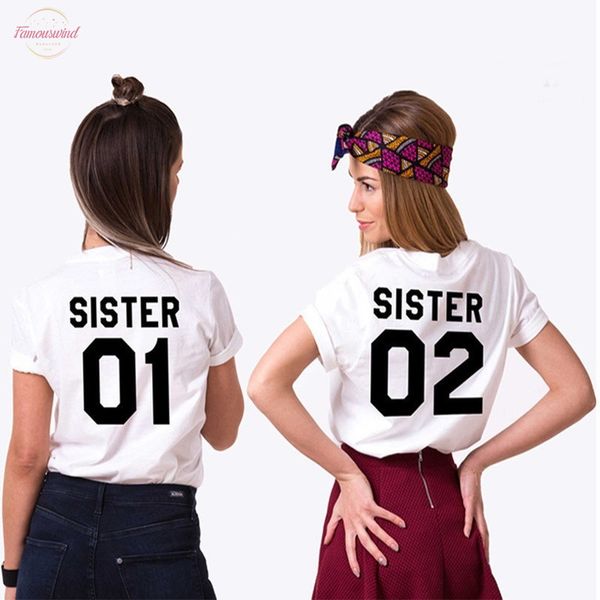 women summer t shirt friends t shirt sister 01 sister 02 print tee shirt short sleeve tee sister tshirt, White
women summer t shirt friends t shirt sister 01 sister 02 print tee shirt short sleeve tee sister tshirt, White