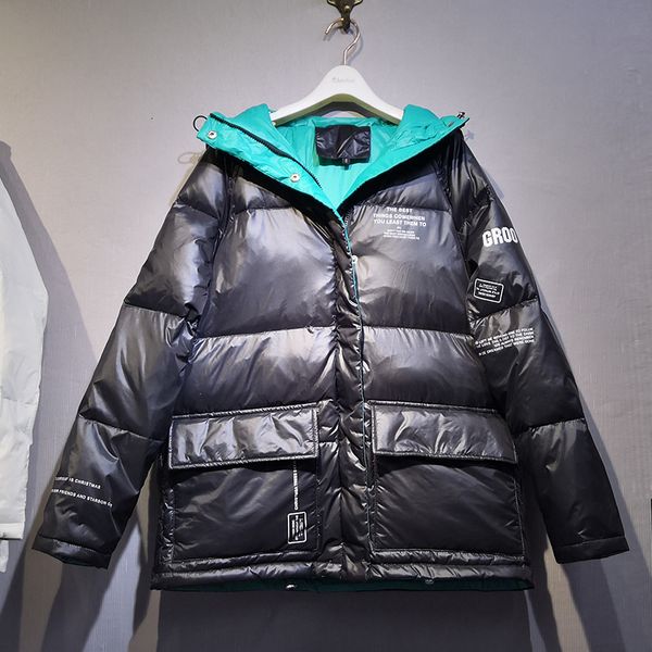 winter coat women 2020 women down jacket female hooded overcoat jacket thickening loose down coat outwear white duck down jacket, Black 
winter coat women 2020 women down jacket female hooded overcoat jacket thickening loose down coat outwear white duck down jacket, Black