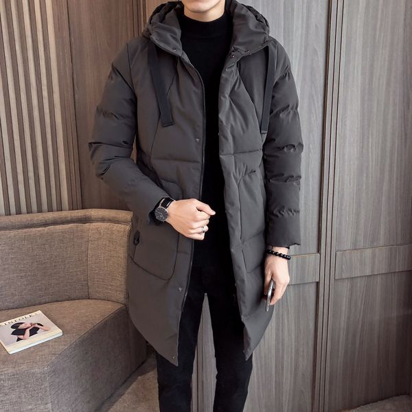 fashion winter jacket men long thick warm parka coats mens hooded jacket black grey