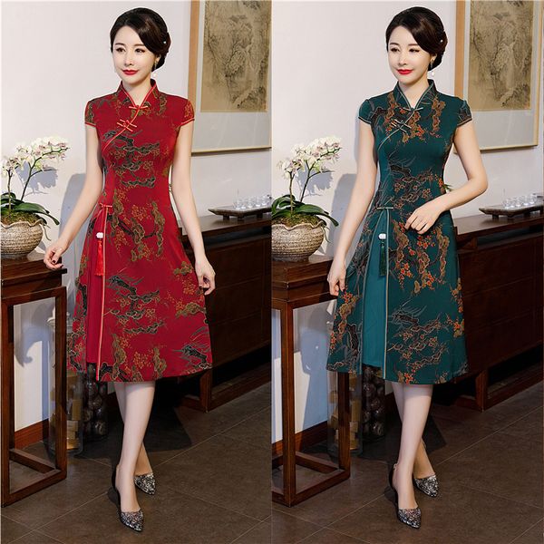 oversize 5xl chinese dress women elegant aodai style knee length qipao vestidos party wedding dresses split cheongsam, Red
oversize 5xl chinese dress women elegant aodai style knee length qipao vestidos party wedding dresses split cheongsam, Red