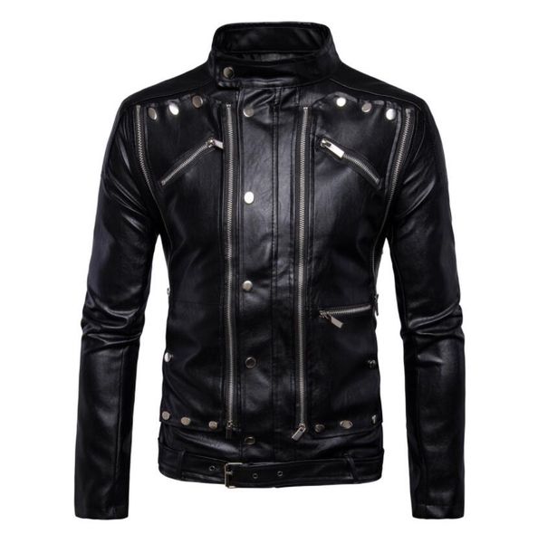 multiple zipper leather jacket mens slim motorcycle coat jackets clothes personalized jaqueta de couro stage street fashion, Black
multiple zipper leather jacket mens slim motorcycle coat jackets clothes personalized jaqueta de couro stage street fashion, Black