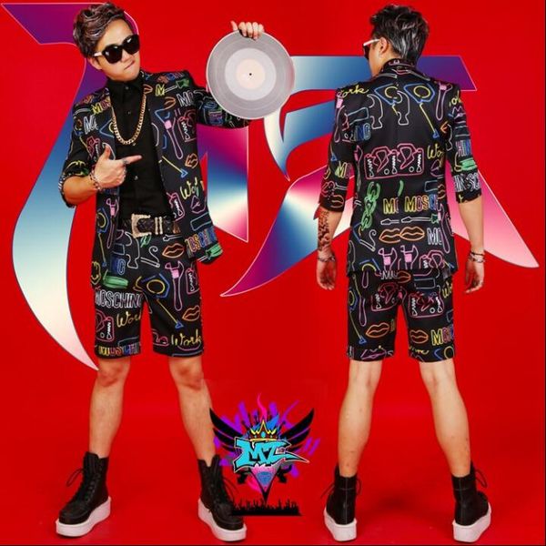 male singer male dj colorful short-sleeved suit performance clothing nightclub bar men's guest stage dress tide, White;black
male singer male dj colorful short-sleeved suit performance clothing nightclub bar men's guest stage dress tide, White;black