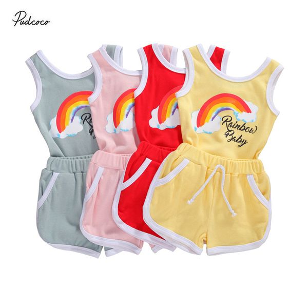 2020 0-18m sport 2pcs rainbow print infant baby girl clothes sleeveless romper +shorts pants knited summer outfits set, White
2020 0-18m sport 2pcs rainbow print infant baby girl clothes sleeveless romper +shorts pants knited summer outfits set, White