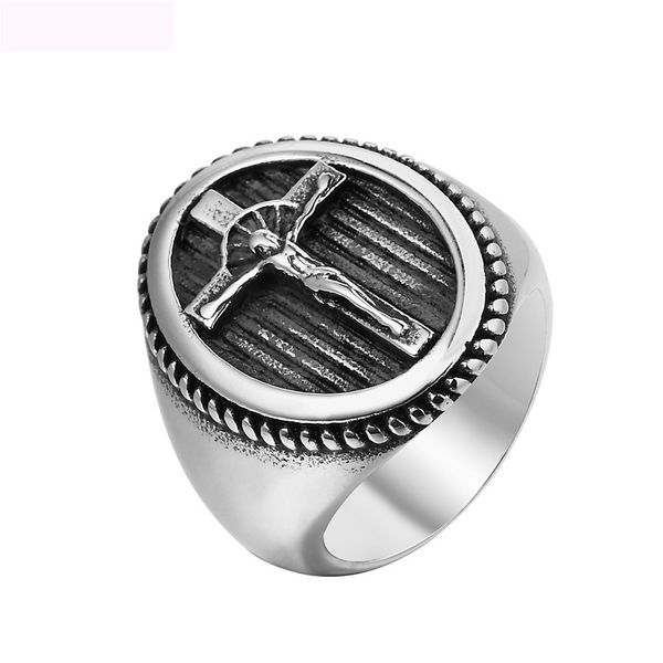 new arrival christian jewelry rings with jesus crucifix titanium steel vintga ring for men party gifts, Silver 
new arrival christian jewelry rings with jesus crucifix titanium steel vintga ring for men party gifts, Silver