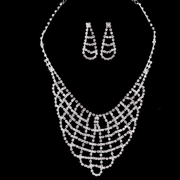 women necklace earrings jewelry set hollow mesh bling rhinestone wedding party bridal gift new chic, Silver
women necklace earrings jewelry set hollow mesh bling rhinestone wedding party bridal gift new chic, Silver