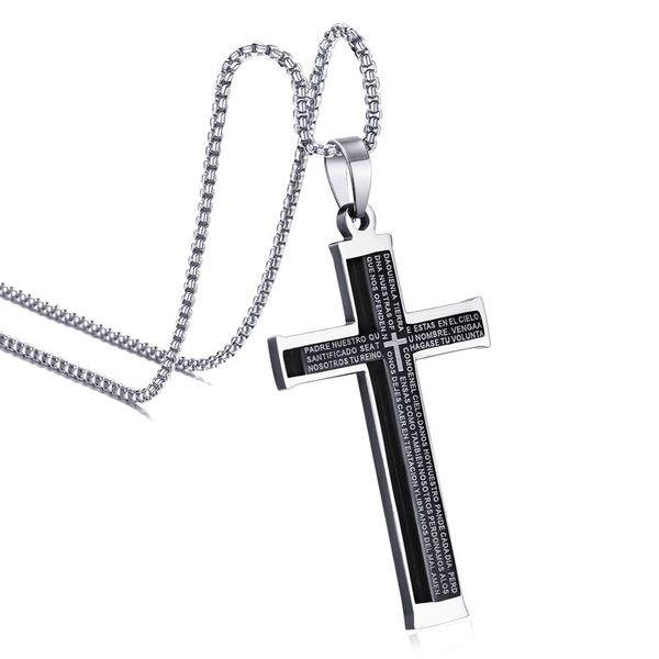 simple men's stainless steel cruz pendants double layer bible prayer black color cross pendant necklace jewelry, Silver
simple men's stainless steel cruz pendants double layer bible prayer black color cross pendant necklace jewelry, Silver