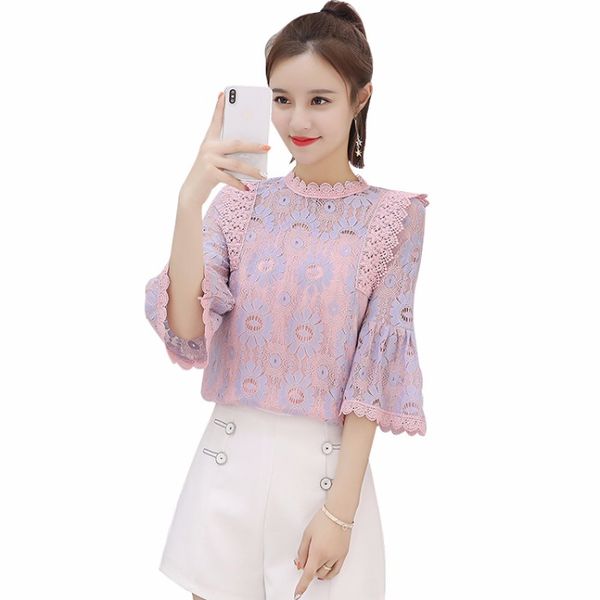 2019 new spring summer women korean fashion speaker sleeve jacquard lace shirt women's tunic crop top, White
2019 new spring summer women korean fashion speaker sleeve jacquard lace shirt women's tunic crop top, White