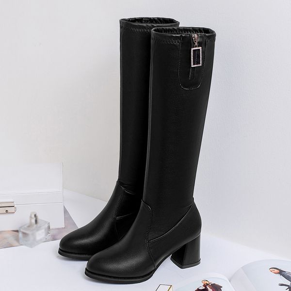 women's knee-high boot ladies classic square heel leather long botas mujer invierno boots shoes high heels platform pumps #4gh, Black
women's knee-high boot ladies classic square heel leather long botas mujer invierno boots shoes high heels platform pumps #4gh, Black