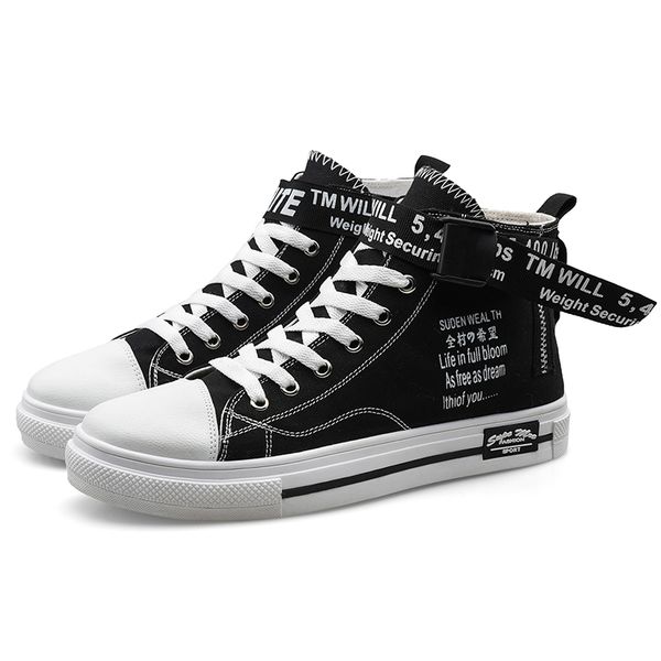 men's canvas shoes men's spring and autumn fashion sports shoes with high-style solid color white lovers, Black
men's canvas shoes men's spring and autumn fashion sports shoes with high-style solid color white lovers, Black