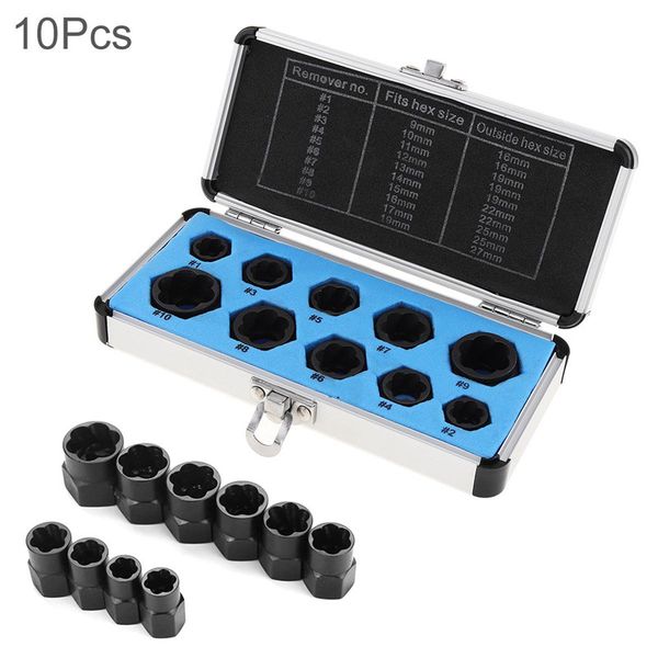 10pcs 9-19mm bolt removal kit low cased damaged bolts nuts screws remover extractor removal tools set threading tool kit broken
10pcs 9-19mm bolt removal kit low cased damaged bolts nuts screws remover extractor removal tools set threading tool kit broken