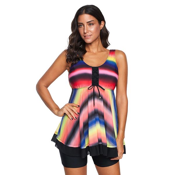 multicolor tie dye ombre swimdress tankini set bikini spring female conservative cover the belly two piece swimsuit, White;black
multicolor tie dye ombre swimdress tankini set bikini spring female conservative cover the belly two piece swimsuit, White;black