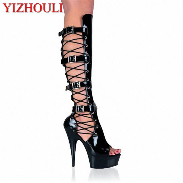 15cm high-heeled shoes open toe lacing hasp sandals platform boots open front lace up shoes with buckles, Black
15cm high-heeled shoes open toe lacing hasp sandals platform boots open front lace up shoes with buckles, Black