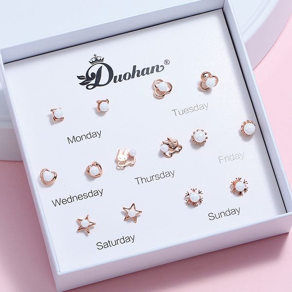 wholesale-weekly ear nail temperament combination set korean edition drilled rabbit five star earrings creative gift box, Golden
wholesale-weekly ear nail temperament combination set korean edition drilled rabbit five star earrings creative gift box, Golden