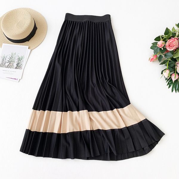 2019 autumn women high waist stretch knitted long skirt vintage women a-line pleated skirt faldas jupe femme saia, Black
2019 autumn women high waist stretch knitted long skirt vintage women a-line pleated skirt faldas jupe femme saia, Black