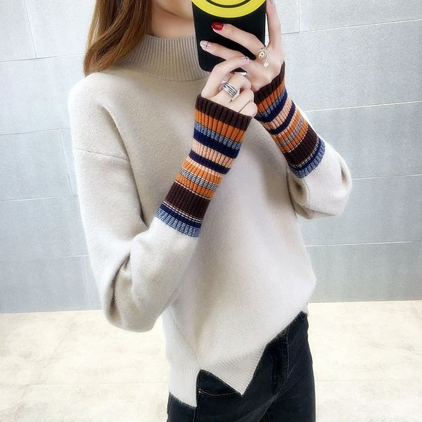2019 real pullover sleeve turtleneck sweater knitting render unlined upper garment female qiu dong outfit new relaxed joker, White;black
2019 real pullover sleeve turtleneck sweater knitting render unlined upper garment female qiu dong outfit new relaxed joker, White;black
