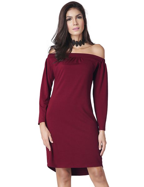 new european and american womens fashion one-word collar slash neck off-the-shoulder long sleeved midi dress, Black;gray
new european and american womens fashion one-word collar slash neck off-the-shoulder long sleeved midi dress, Black;gray