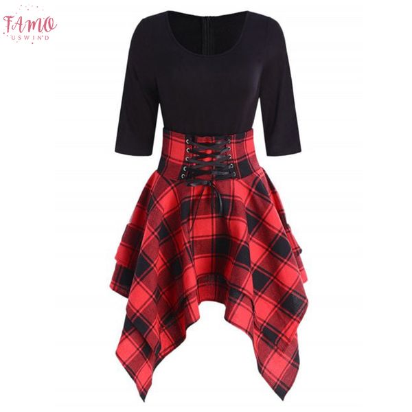 mini women dress gothic preppy high waist plaid asymmetric casual female fashion elegant goth punk short dress designer clothes, Black;gray
mini women dress gothic preppy high waist plaid asymmetric casual female fashion elegant goth punk short dress designer clothes, Black;gray