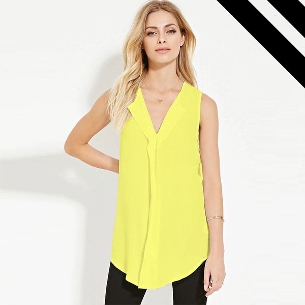 women blouses loose sleeveless deep v neck female korean style shirts women yellow chiffon shirts plus size women clothing, White
women blouses loose sleeveless deep v neck female korean style shirts women yellow chiffon shirts plus size women clothing, White