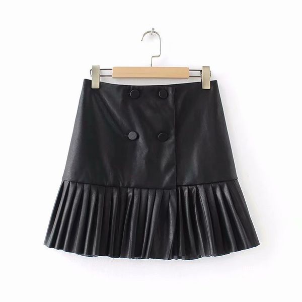 fashion women european and american fashion leather effect pleated skirt aazz55-9040, Black
fashion women european and american fashion leather effect pleated skirt aazz55-9040, Black