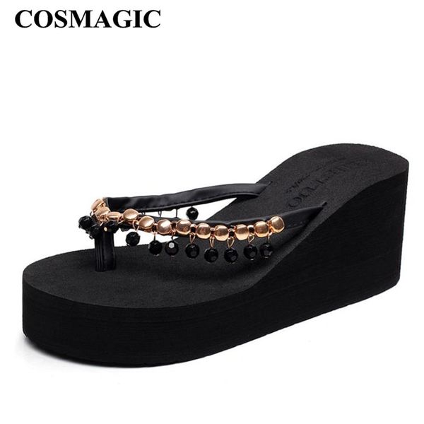 cosmagic fashion rhinestone pearl bohemia flip flops wedge slipper 2019 new women summer beach platform handmade high heel slide, Black
cosmagic fashion rhinestone pearl bohemia flip flops wedge slipper 2019 new women summer beach platform handmade high heel slide, Black