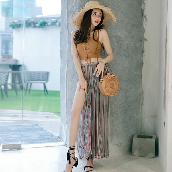 female split holiday beach dress bikini beach skirt bikini swimsuit three-piece spring swimsuit, White;black
female split holiday beach dress bikini beach skirt bikini swimsuit three-piece spring swimsuit, White;black