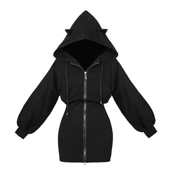 hooded bodycon dress women zipper drawstring autumn korean stylish gothic street school fitness slim young casual mini dresses, Black;gray
hooded bodycon dress women zipper drawstring autumn korean stylish gothic street school fitness slim young casual mini dresses, Black;gray