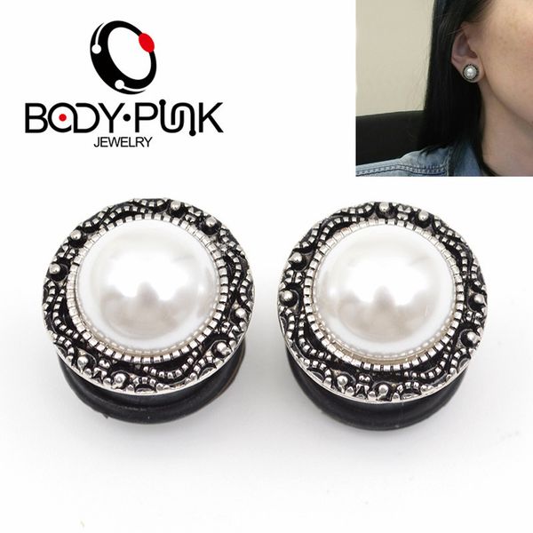 other body punk 2pcs pearl ear plugs flesh tunnel for women earring stainless steel piercing jewelry 6-16mm, Slivery;golden
other body punk 2pcs pearl ear plugs flesh tunnel for women earring stainless steel piercing jewelry 6-16mm, Slivery;golden