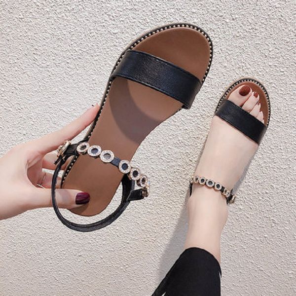 pregnant women sandals summer thick bottom slip wear 2019 summer new rhinestone simple wild word with flat female sandals, Black
pregnant women sandals summer thick bottom slip wear 2019 summer new rhinestone simple wild word with flat female sandals, Black
