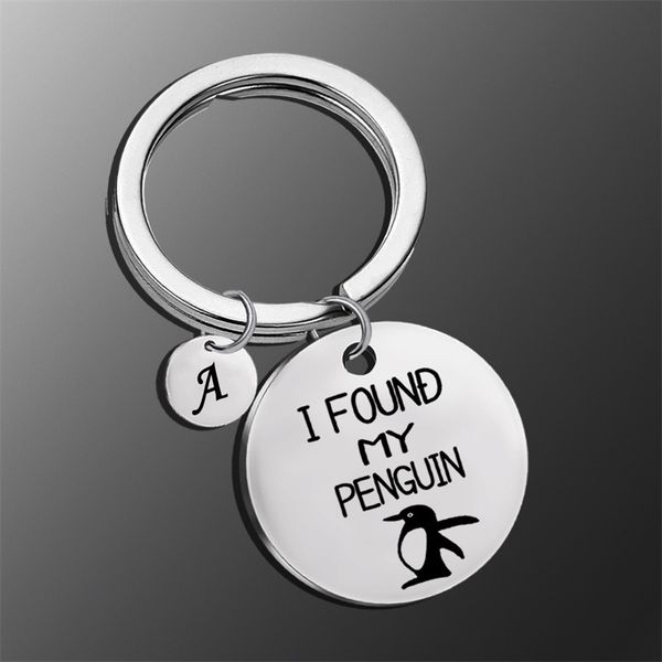 custom a-z 26 initials letter keyring engraved i found my penguin key holder valentine's day keychain jewelry for lover gifts, Silver
custom a-z 26 initials letter keyring engraved i found my penguin key holder valentine's day keychain jewelry for lover gifts, Silver