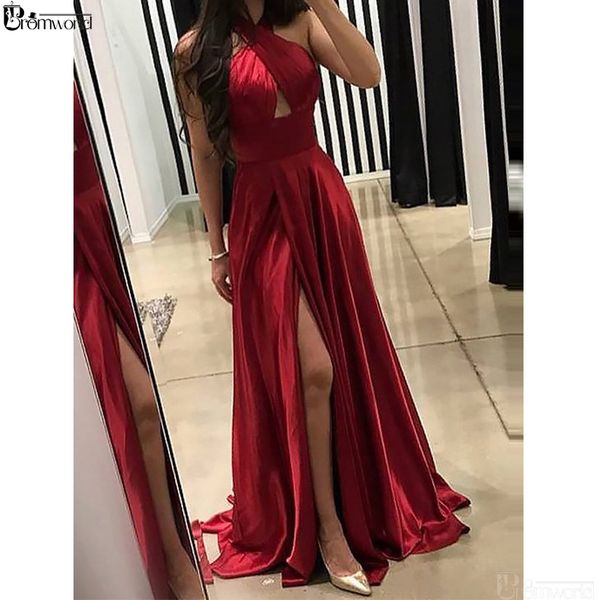 red prom dresses 2019 pleats floor-length sleeveless sweep train front slit evening dress party maxys simple long prom gown, White;black
red prom dresses 2019 pleats floor-length sleeveless sweep train front slit evening dress party maxys simple long prom gown, White;black