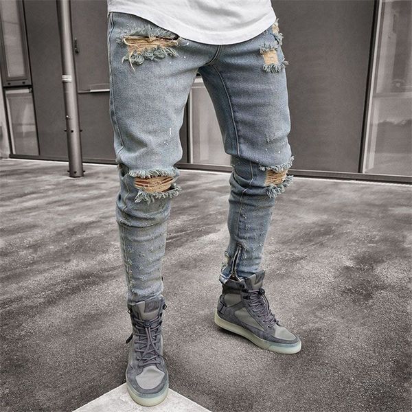 denim blue ripped designer jeans mens fashion draped slim fit holes zipper pencil pants hombes pantalones
denim blue ripped designer jeans mens fashion draped slim fit holes zipper pencil pants hombes pantalones