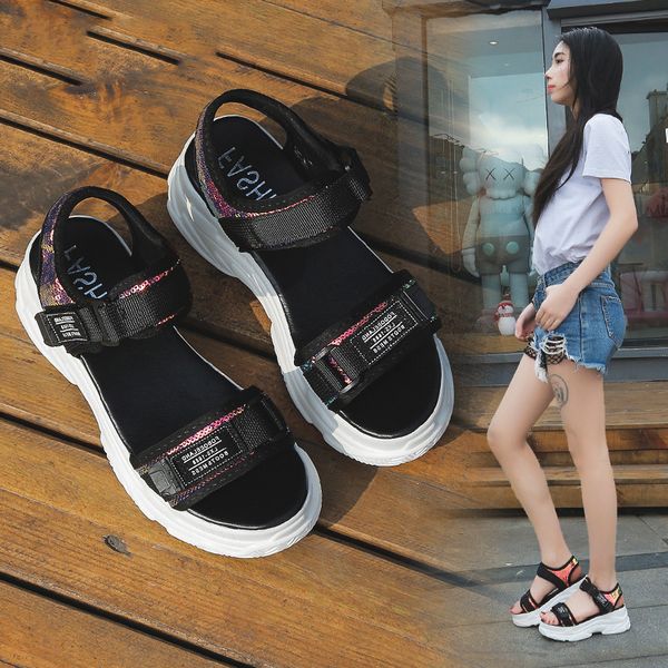 femme 2019 platform fashion shoes women sandals summer hook-loop open toe sandalias mujer, Black
femme 2019 platform fashion shoes women sandals summer hook-loop open toe sandalias mujer, Black